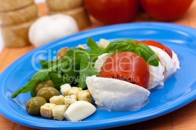 Tomaten-Käse Salat mit Basilikum Tomaten-Käse Salat mit Basilikum