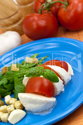 Tomaten-Käse Salat mit Basilikum Tomaten-Käse Salat mit Basilikum