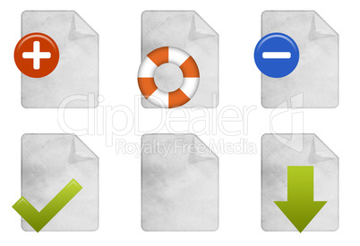 Verschiedene Symbole auf weißem Papier