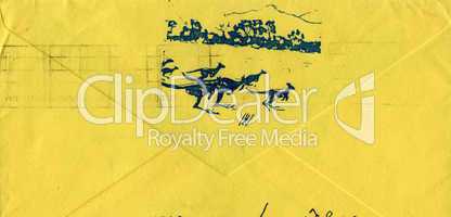 Australischer Poststempel auf gelbem Kuvert