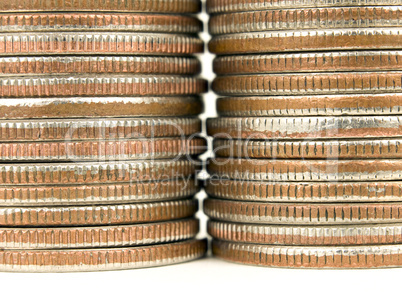 Macro of stacked coins
