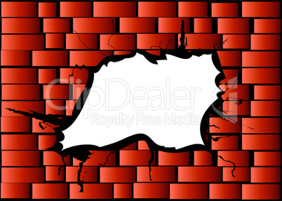 rote ziegelmauer mit loch