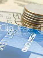 Narrow focus of debit card and money