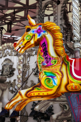 Colorful fairground carousel horse