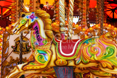 Colorful fairground carousel horse