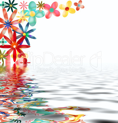 Flower petals reflected in the water