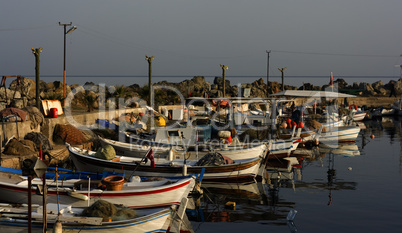 Fishing boats at dusk