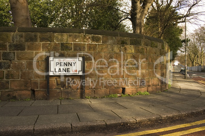 Penny Lane street sign made famous by the Beatles