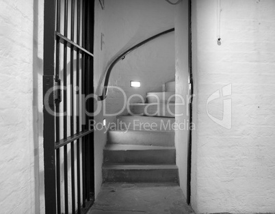 Staircase leading from prison cells up to Crown Court