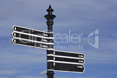 Black blank signpost