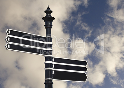 Black blank signpost