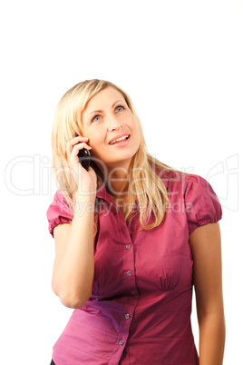 Happy Woman talking on a mobile Phone