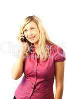 Happy Woman talking on a mobile Phone