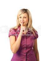 Woman with finger to lip