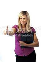 Woman Holding a Clip Board