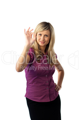 Woman showing an okay gesture