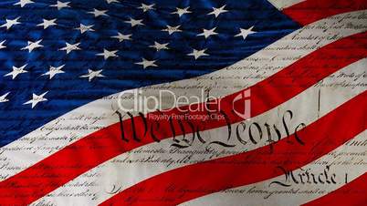 Amerika Fahne (USA) mit Fragmenten der Verfassung .. US flag with fragments of the Constitution