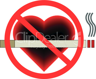 No smoking sign vector with a heart in the background