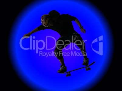 Skateboarder silhouetted