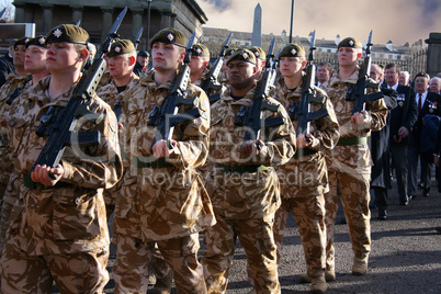 Irish Guards marching after coming home from Iraq