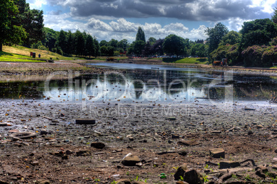 HDR image of a dried up park lake