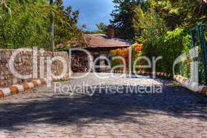 Lane leading to country cottage