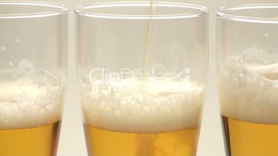 Three beer glasses close up