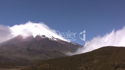 Clouds moving over Cotopaxi Volcano