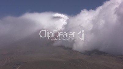 Clouds moving over Cotopaxi Volcano