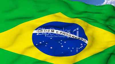 Flying flag of Brazil