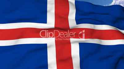 Flying flag of Iceland