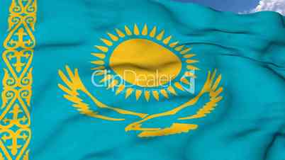 Flying flag of Kazakhstan