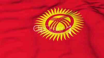 Flying flag of Kyrgyzstan