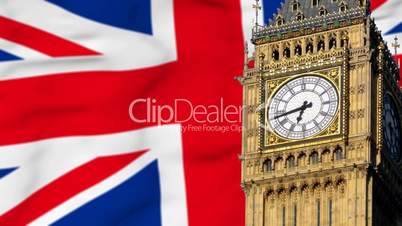 Big Ben Tower and British flag