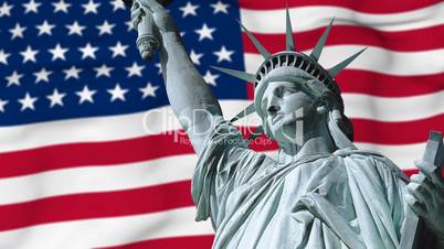 Statue of Liberty ans USA flag