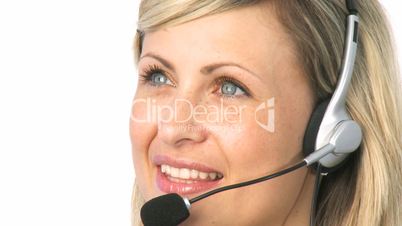 Frau mit Headset