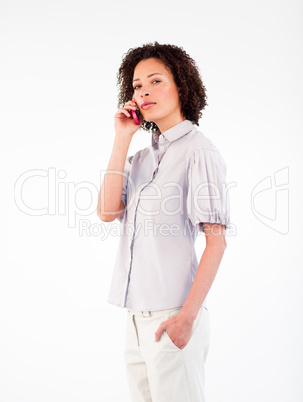 Young businesswoman talking on a phone