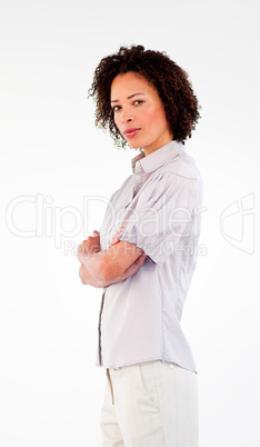 Serious businesswoman with folded arms