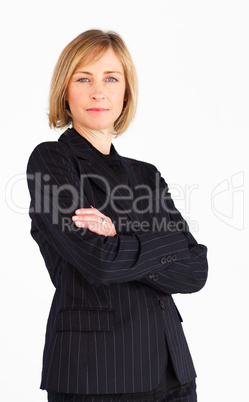Blonde businesswoman with crossed arms