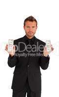 Businessman holding money