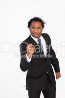 Serious businessman with fist