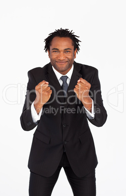 Excited young businessman
