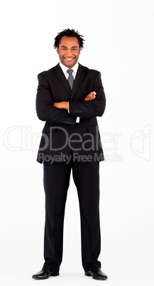 Smiling businessman with folded arms