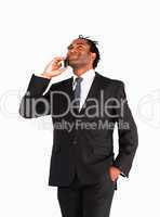 Afro-american businessman talking on the phone