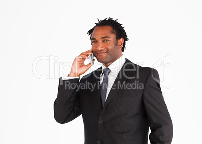 Handsome businessman manager talking on the phone