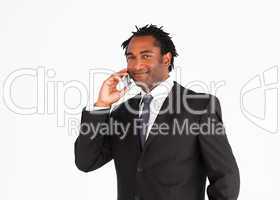 Handsome businessman manager talking on the phone