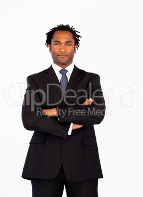 Afro-american businessman with folded arms