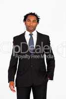 Attractive businessman in front of the camera