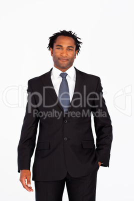 Handsome businessman in front of camera