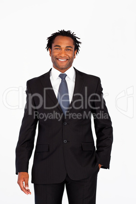 Portrait of smiling businessman looking at the camera